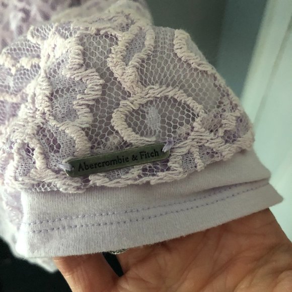 Abercrombie & Fitch Purple Lace Overlay Dress Medium - Picture 5 of 9